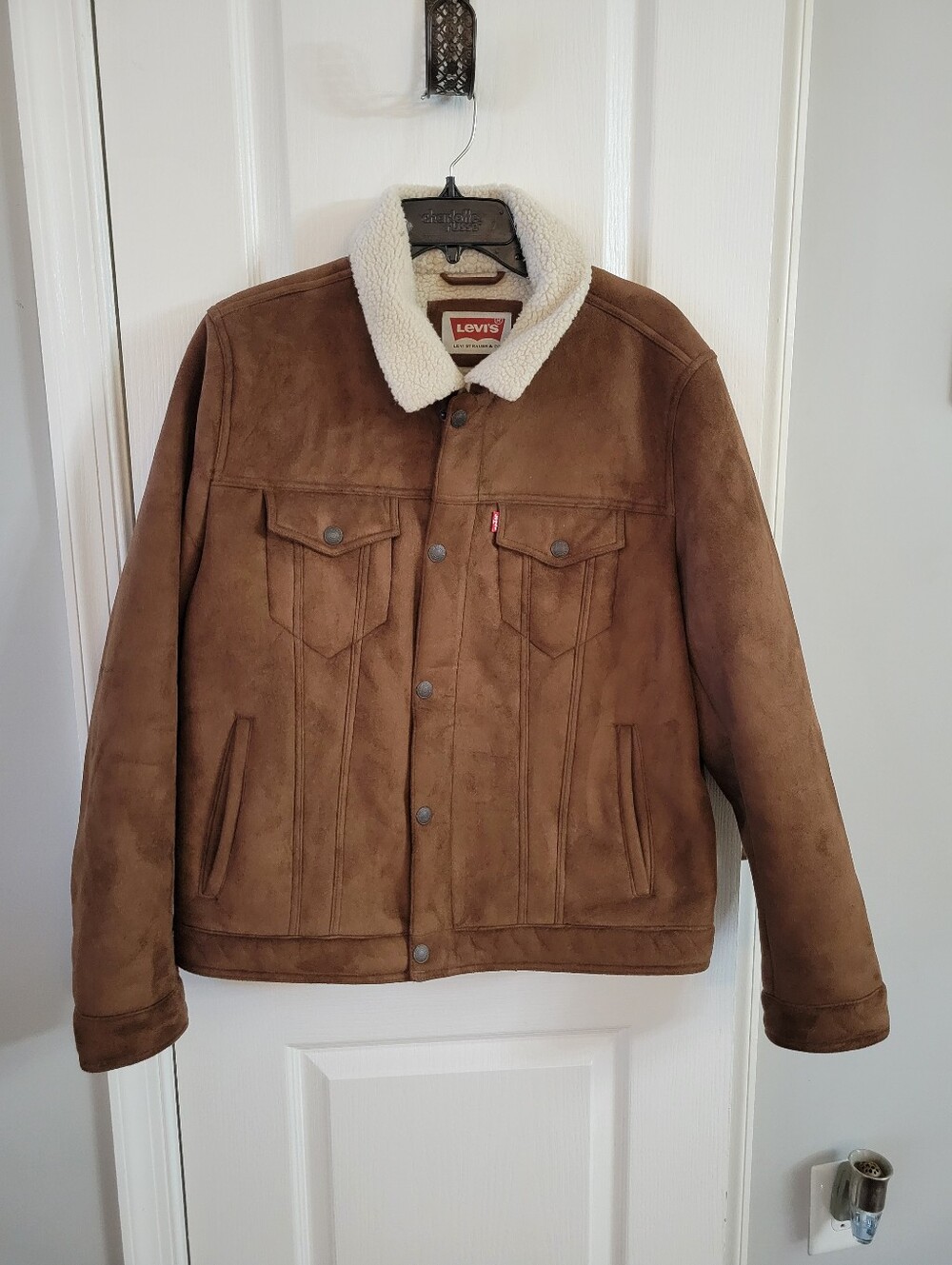 Levi's Men's Brown Faux Suede Sherpa Lined Trucker Jacket Size Medium